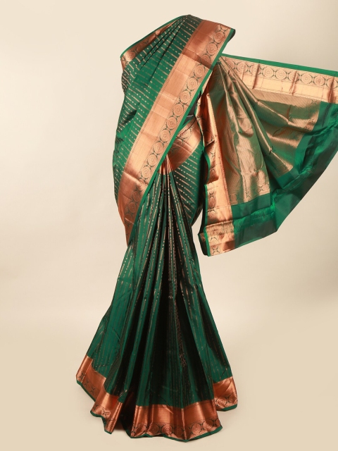 

Pothys Green & Copper-Toned Ethnic Motifs Zari Pure Silk Saree