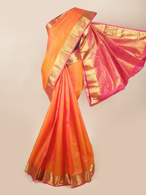 

Pothys Orange & Gold Woven Design Pure Silk Saree