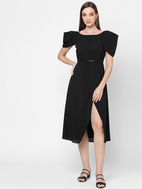 

MISH Women Black Georgette Midi Dress