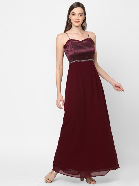 

MISH Maroon Satin Maxi Dress