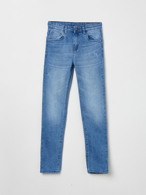 

max Boys Blue Slim Fit Low Distress Heavy Fade Jeans