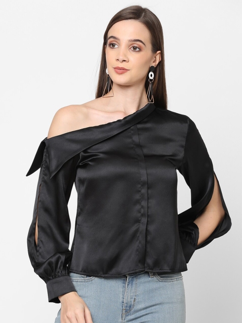 

MISH Black One Shoulder Shirt Style Top