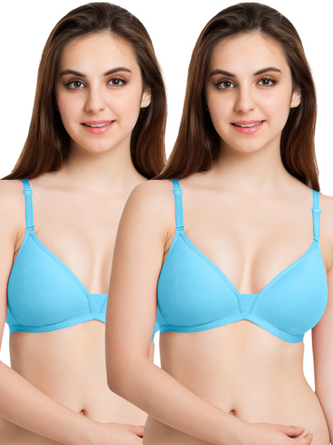 

Tweens Pack of 2 Turquoise Blue Meduim-Coverage T-shirt Bras TW1811TBLU