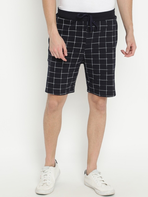 

V2 Value & Variety Men Navy Blue Checked Cotton Regular Shorts