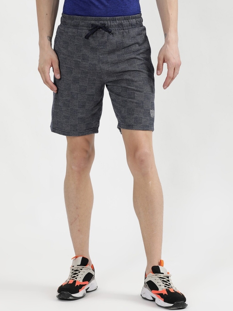 

V2 Value & Variety Men Navy Blue Checked Cotton Sports Shorts