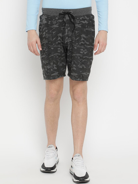 

V2 Value & Variety Men Grey Camouflage Printed Regular Cotton Shorts