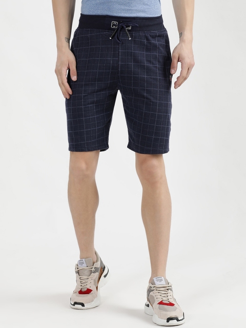 

V2 Value & Variety Men Navy Blue Checked Sports Shorts