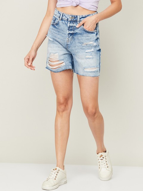 

Ginger by Lifestyle Women Blue Washed Denim Shorts