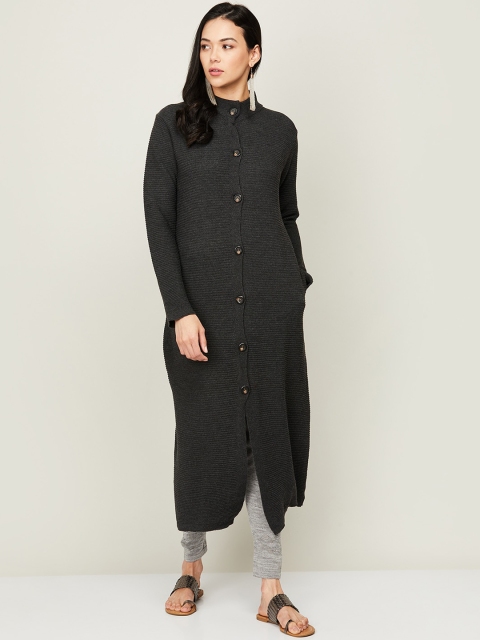 

Colour Me by Melange Women Charcoal Longline Tailored Jacket