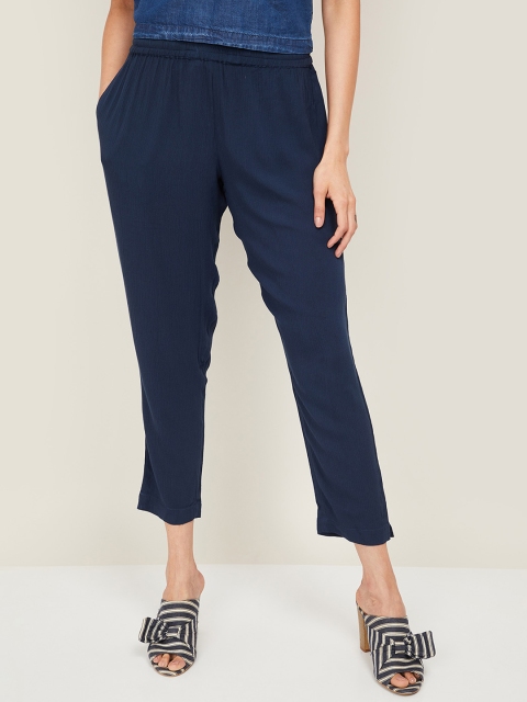 

Melange by Lifestyle Women Navy Blue Solid Regular Fit Trouser