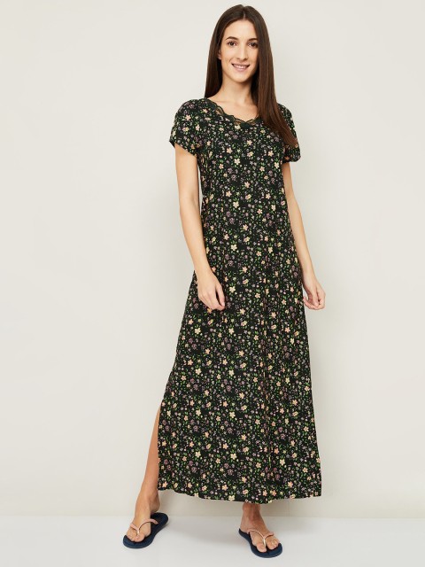 

Ginger by Lifestyle Green Printed Maxi Nightdress