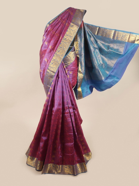 

Pothys Violet & Blue Ethnic Motifs Zari Pure Silk Saree
