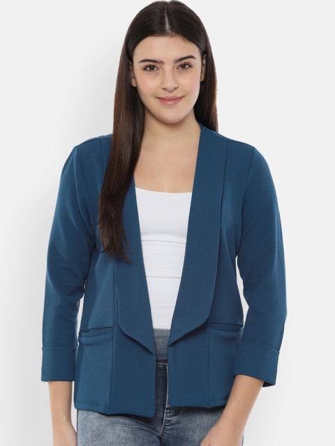 

Allen Solly Woman Women Blue Self Design Tuxedo Formal Blazer