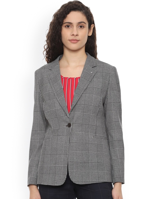 

Allen Solly Women Black Checked Single-Breasted Blazer
