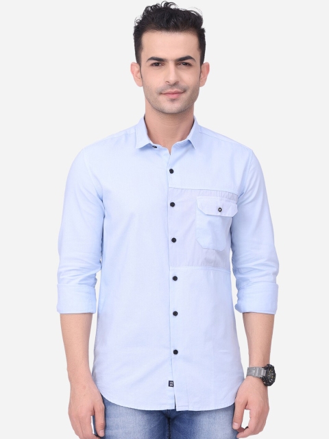 

FOGA Men Blue Slim Fit Opaque Cotton Casual Shirt