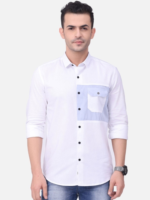 

FOGA Men White Slim Fit Opaque Casual Shirt
