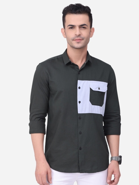 

FOGA Men Green Slim Fit Colourblocked Casual Shirt
