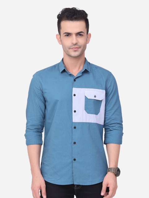 

FOGA Men Teal Slim Fit Opaque Casual Shirt