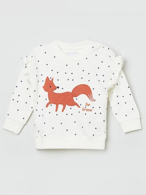 

max Girls White Printed Sweatshirt