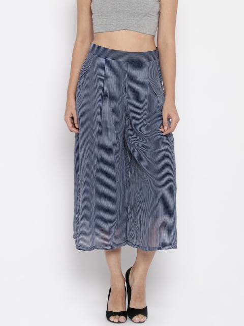 

AND by Anita Dongre Women Navy Blue Striped Culottes