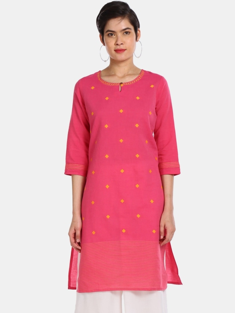 

Karigari Women Pink Embroidered Kurta