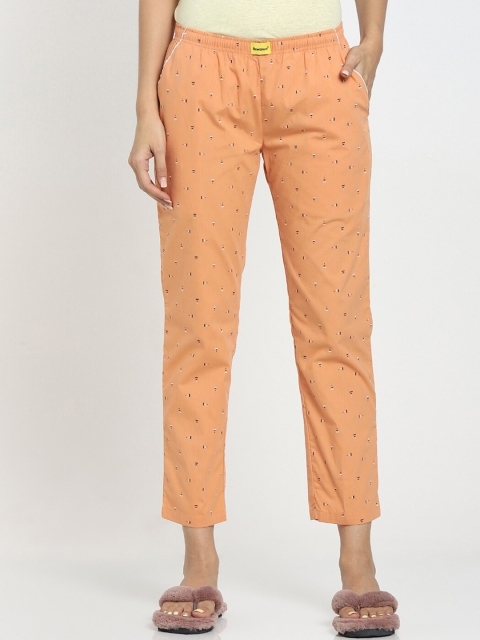 

Bewakoof Women Orange & White Printed Lounge Pants