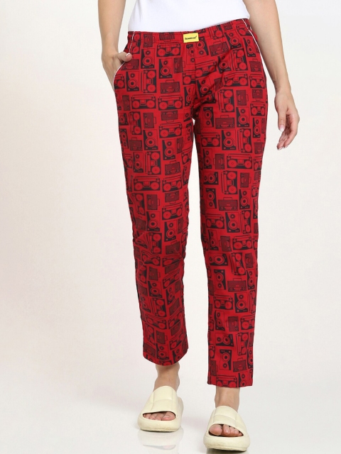 

Bewakoof Women Red & Black Printed Lounge Pants