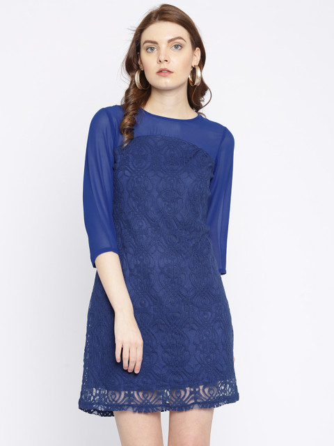 

AND Women Blue Lace A-line Dress