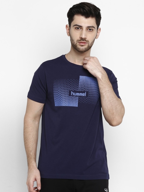 

hummel Men Navy Blue Printed T-shirt