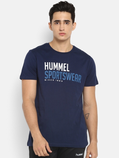 

hummel Men Navy Blue Bran Logo Printed T-shirt
