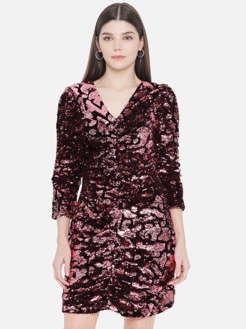 

Samshek Black & Pink Embellished Sheath Dress