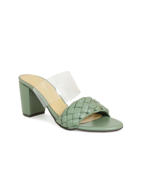 

Inc 5 Green Braided Block Heels Sandals