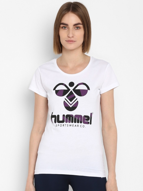 

hummel Women White Printed Pure Cotton T-shirt