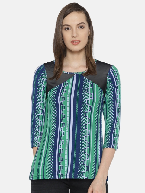 

AND Women Blue Printed Top
