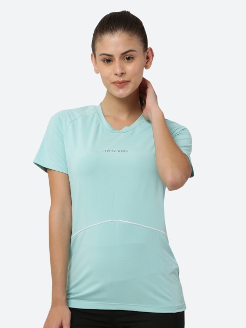 

FITLEASURE Women Green Luxe Extra Soft Breathable Training & Running T-shirt