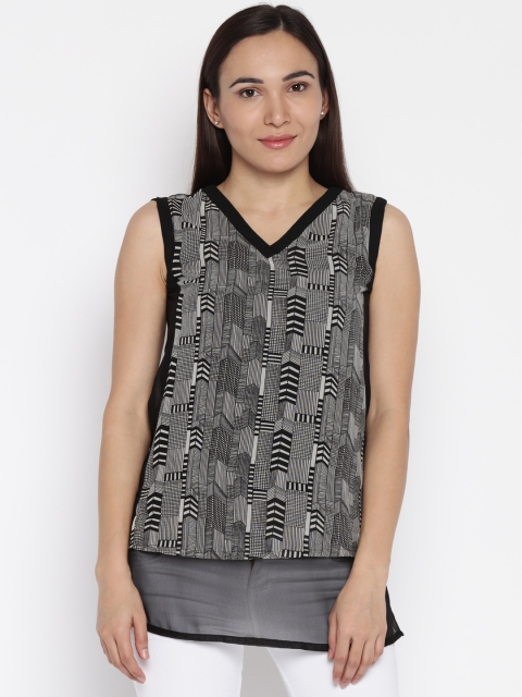 

AND Women Black Printed Top