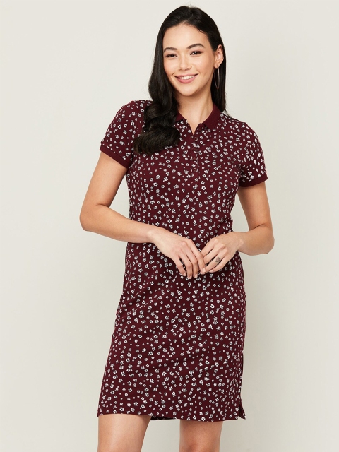 

Bossini Maroon Floral Shirt Dress