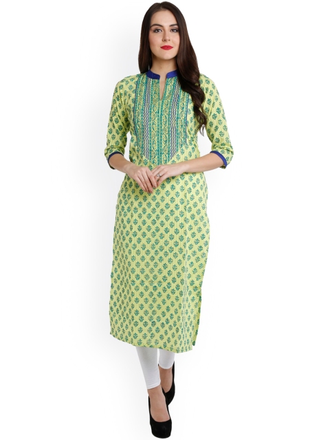 

Varkha Fashion Women Sea Green Ethnic Motifs Printed Block Print Kurta