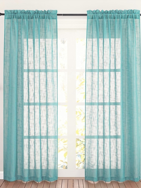 

URBAN SPACE Set of 2 Sea Green Abstract Long Door Curtain