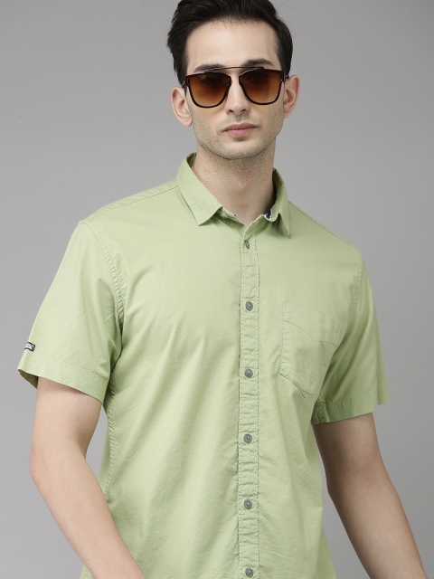

VAN HEUSEN DENIM LABS Men Green Slim Fit Casual Shirt