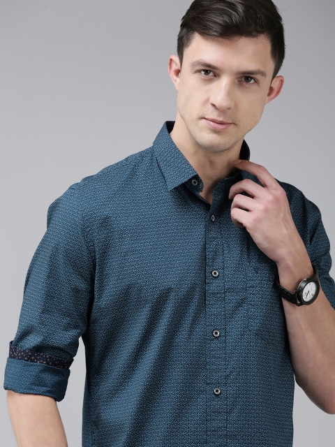 

Van Heusen Sport Men Navy Blue Printed Slim Fit Pure Cotton Casual Shirt