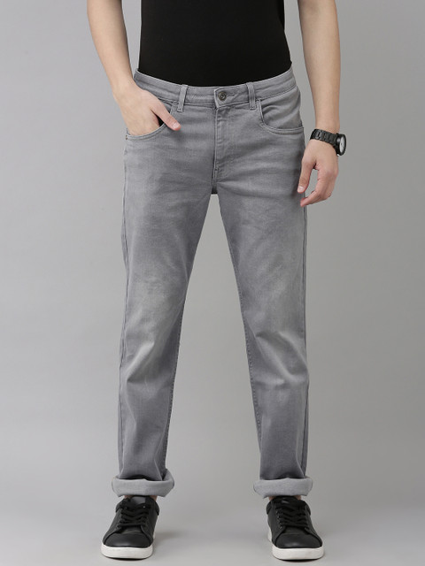 

VAN HEUSEN DENIM LABS Men Grey Slim Fit Low-Rise Heavy Fade Stretchable Jeans