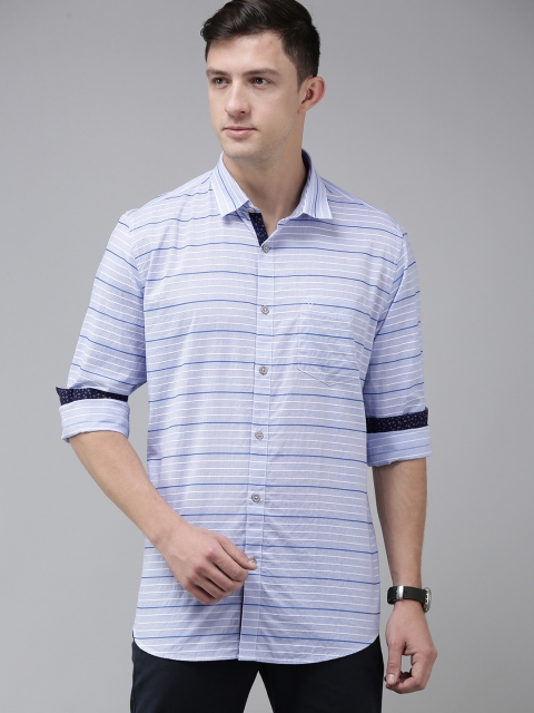 

Van Heusen Sport Men Blue & White Striped Slim Fit Pure Cotton Casual Shirt