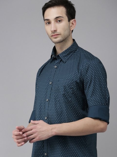 

Van Heusen Sport Men Blue & Yellow Slim Fit Printed Casual Shirt