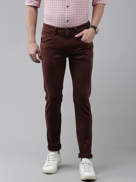 

VAN HEUSEN DENIM LABS Men Brown Skinny Fit Low-Rise Stretchable Jeans