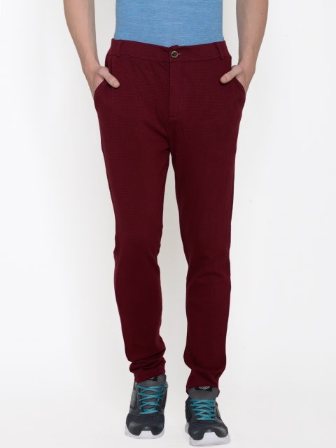 

Tinted Men Maroon Patterned Casual Trousers