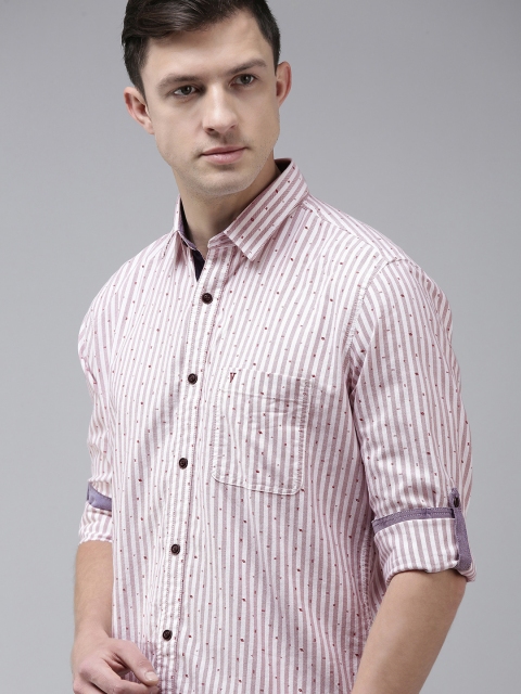 

Van Heusen Sport Men White Striped Slim Fit Casual Shirt, Red