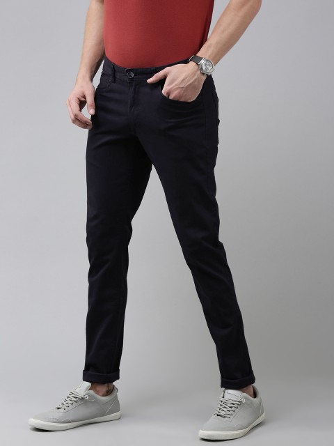 

Van Heusen Sport Men Navy Blue Tapered Fit Low-Rise Trousers
