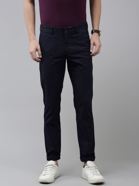 

Van Heusen Sport Men Navy Blue Tapered Fit Low-Rise Trousers