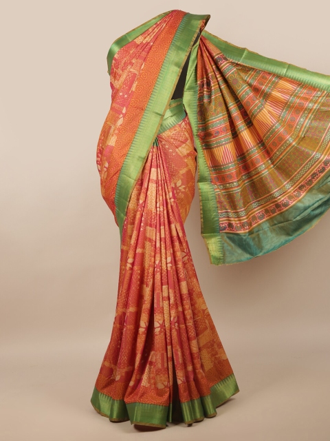 

Pothys Orange & Green Printed Saree